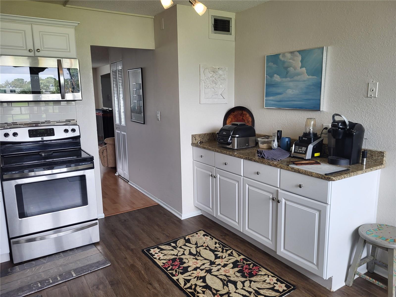 Extra cabinets and granite countertop