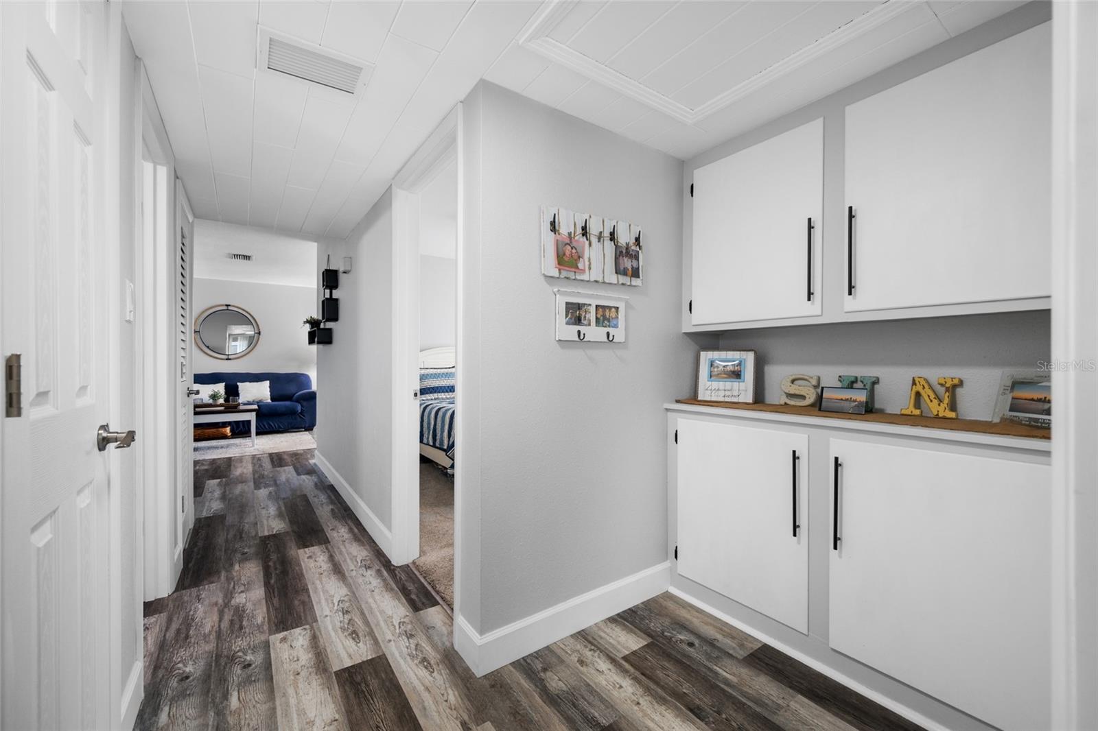 Hallway desk and storage area