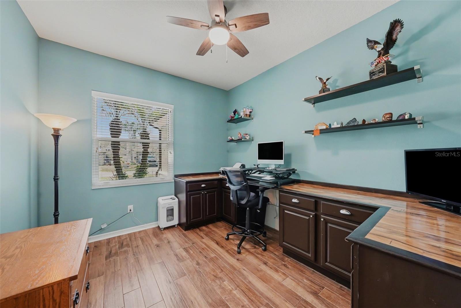 Office with built-in desk