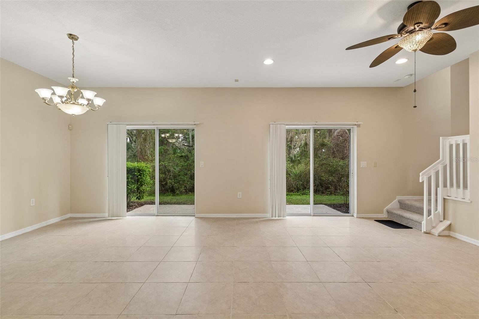 Dining Room and Living with view of natural preserve