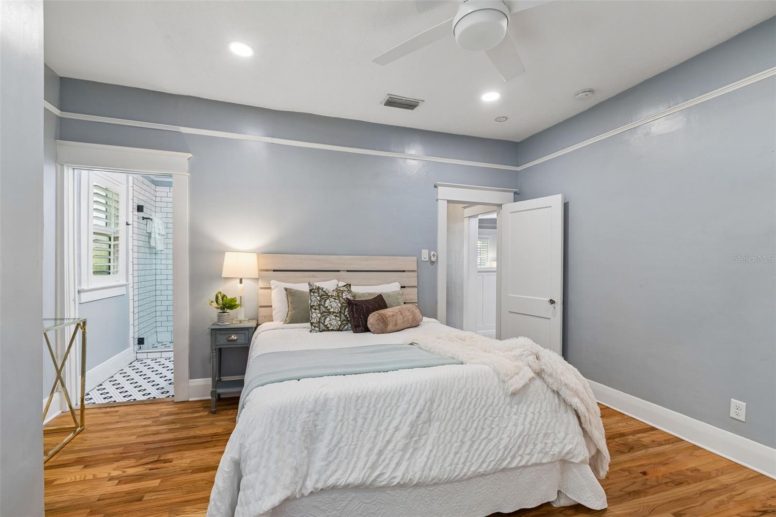 The primary bedroom suite with en-suite bath