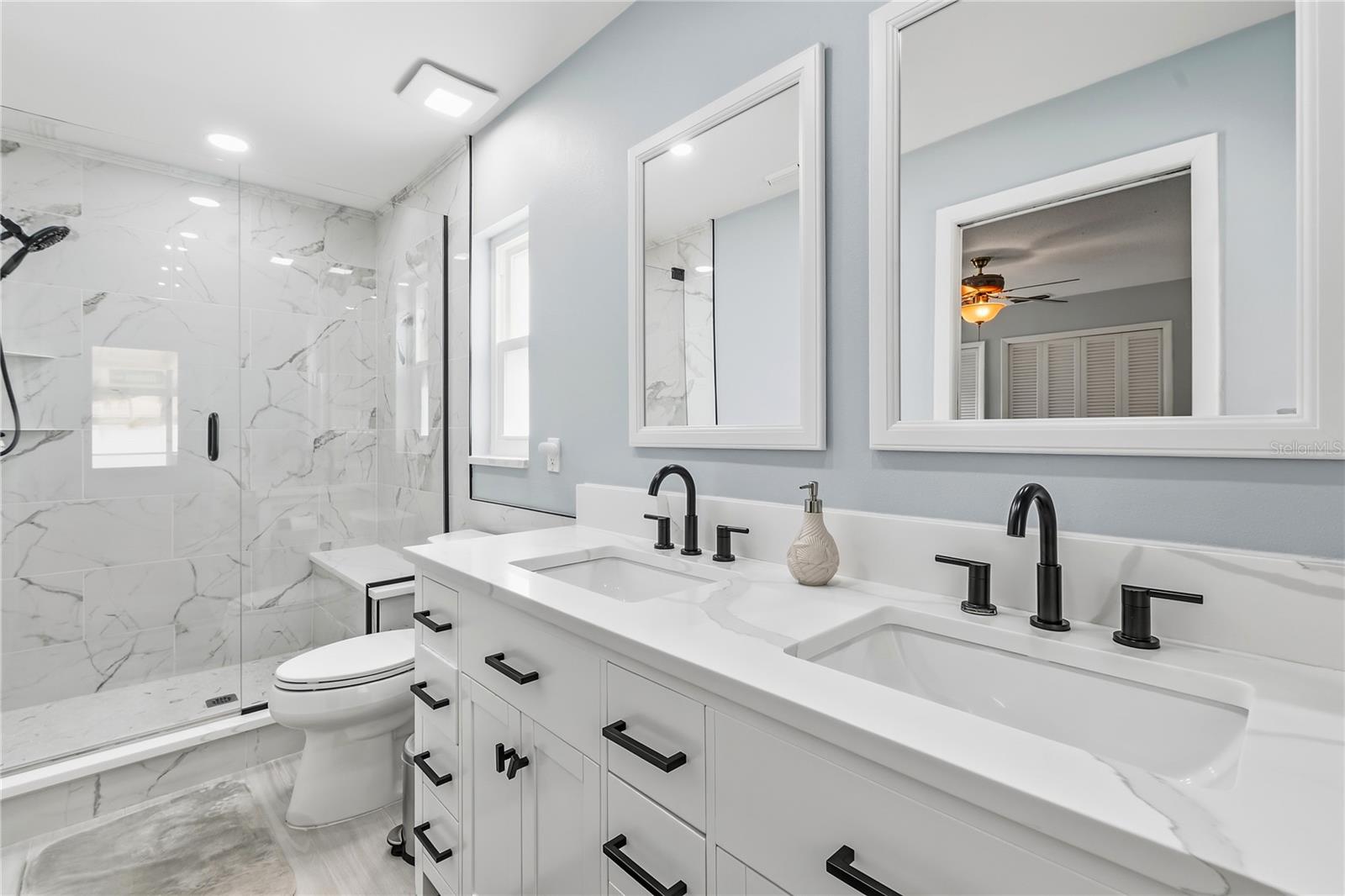 Primary bathroom dual sinks