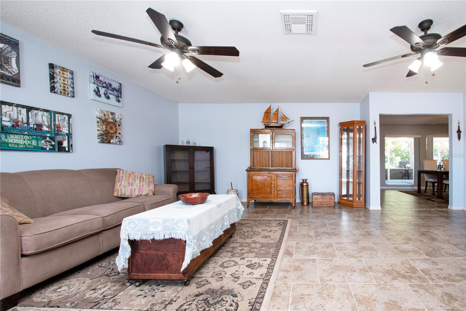 Tile flooring throughout the house- perfect pet home