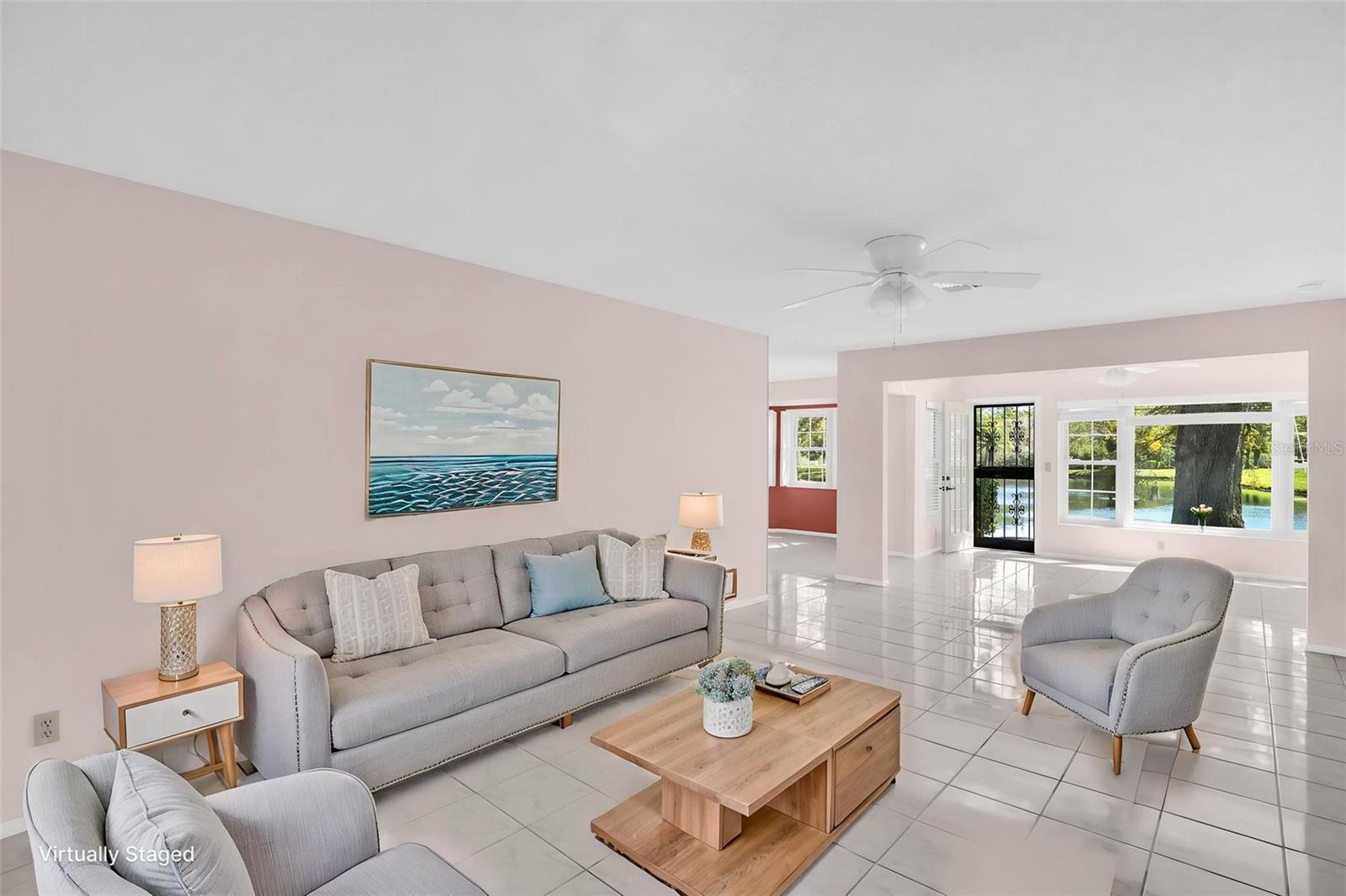 Living room with virtual staging for room perspective~