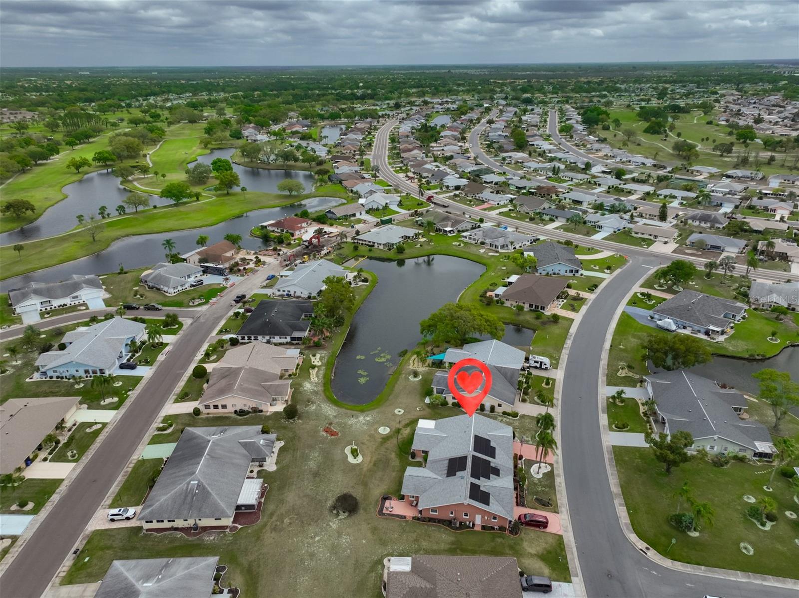 Aerial Home & SCC Ponds on Both Sides of the Street