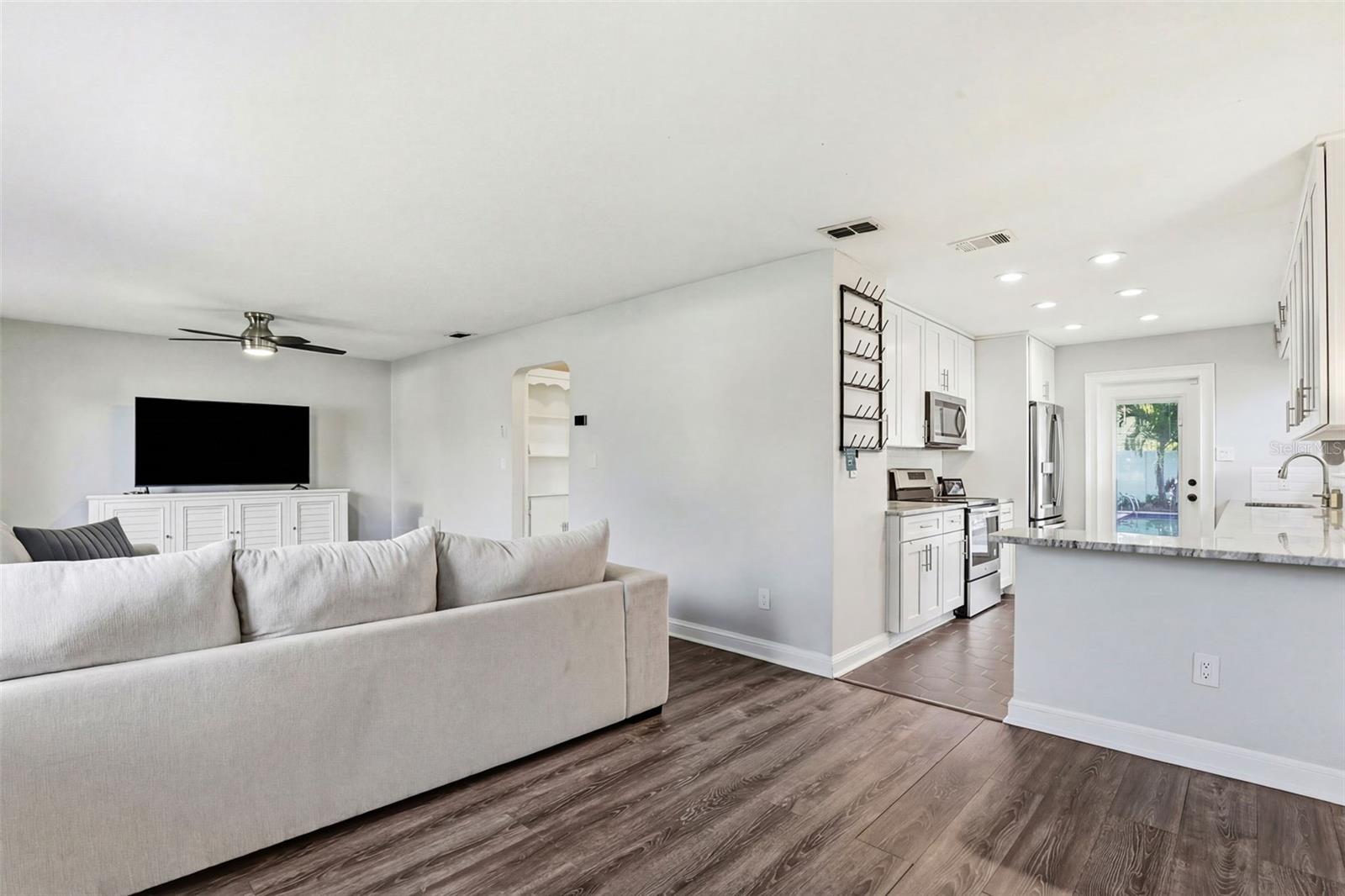 great room open to kitchen