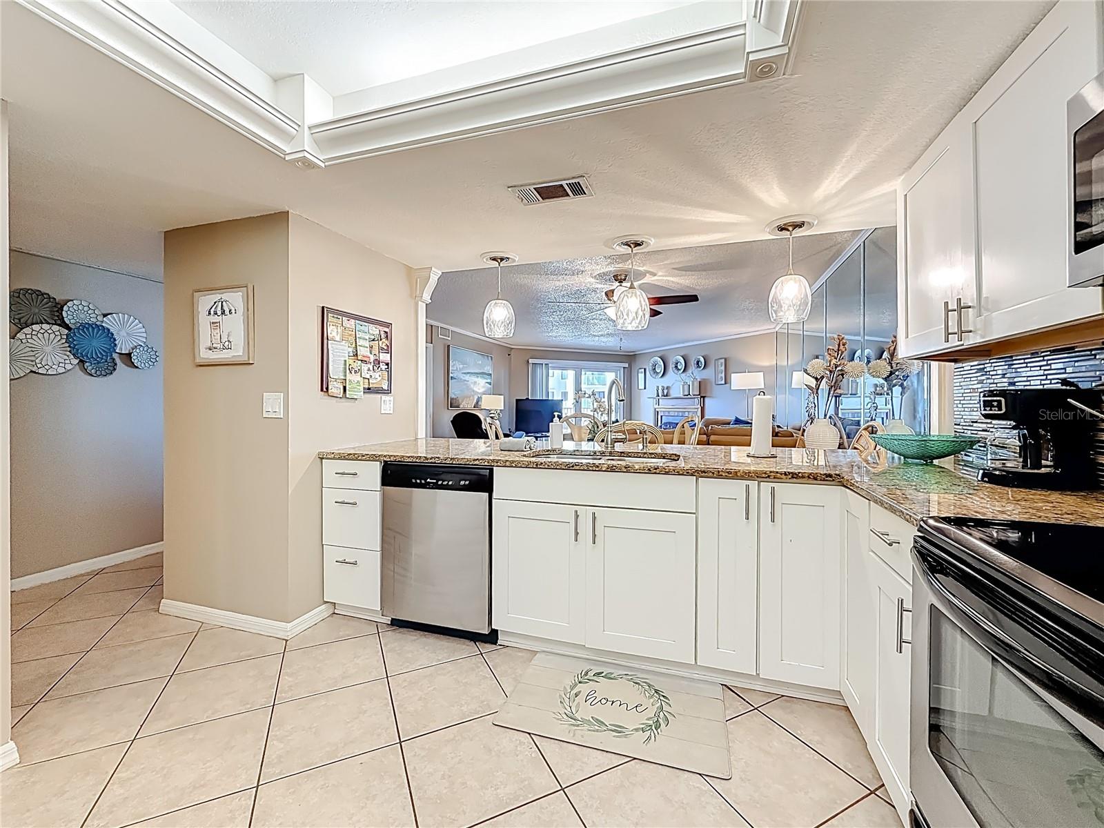 Stainless steel appliances and crown molding!