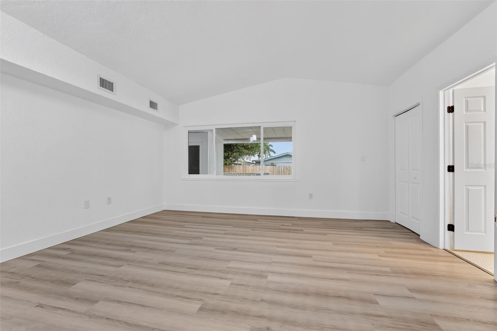 Quiet primary bedroom positioned away from guest rooms