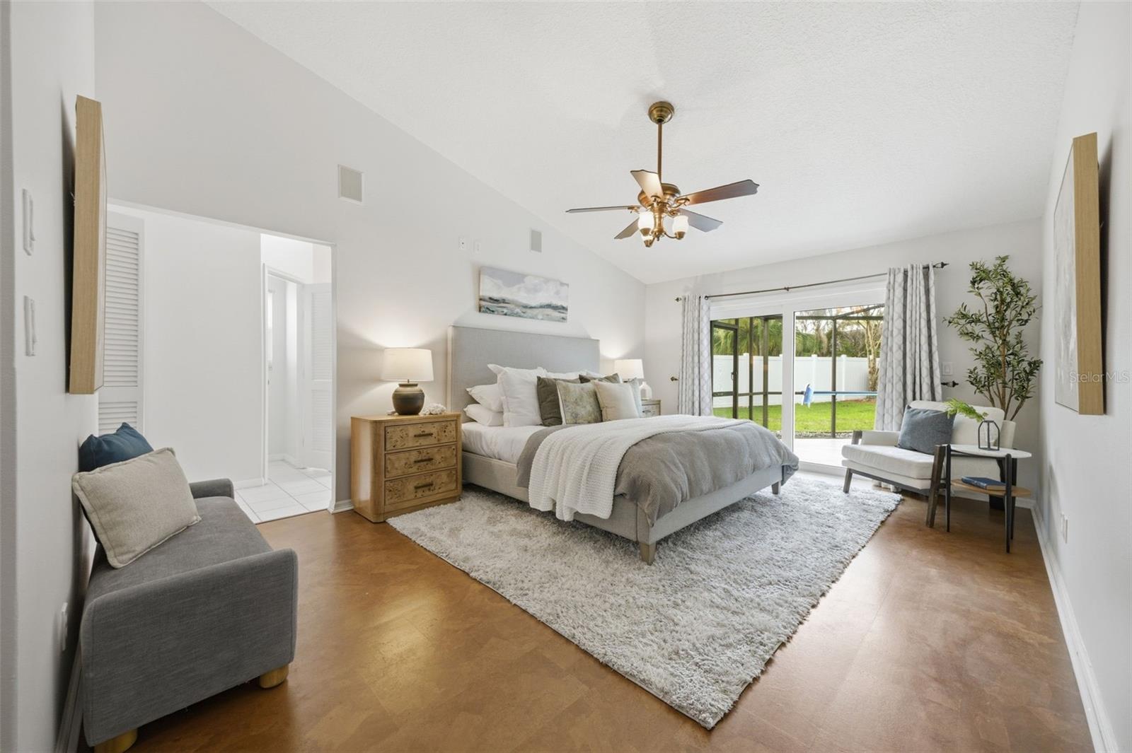 Primary suite is opposite secondary bedrooms for privacy