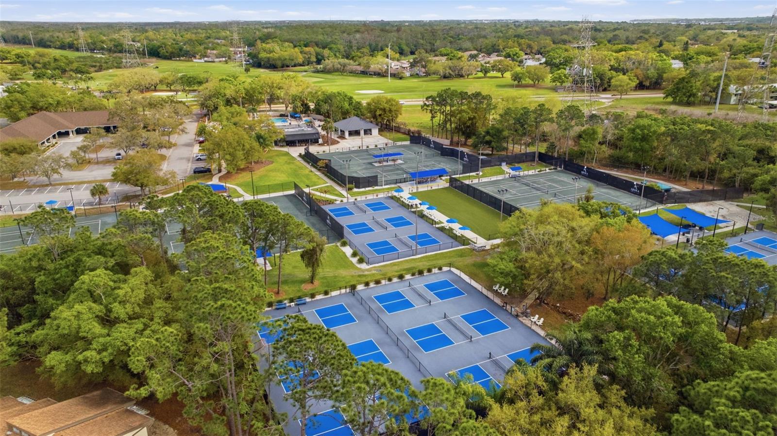 Pickleball, golf, swim, tennis, and fitness center are available with a small membership fee