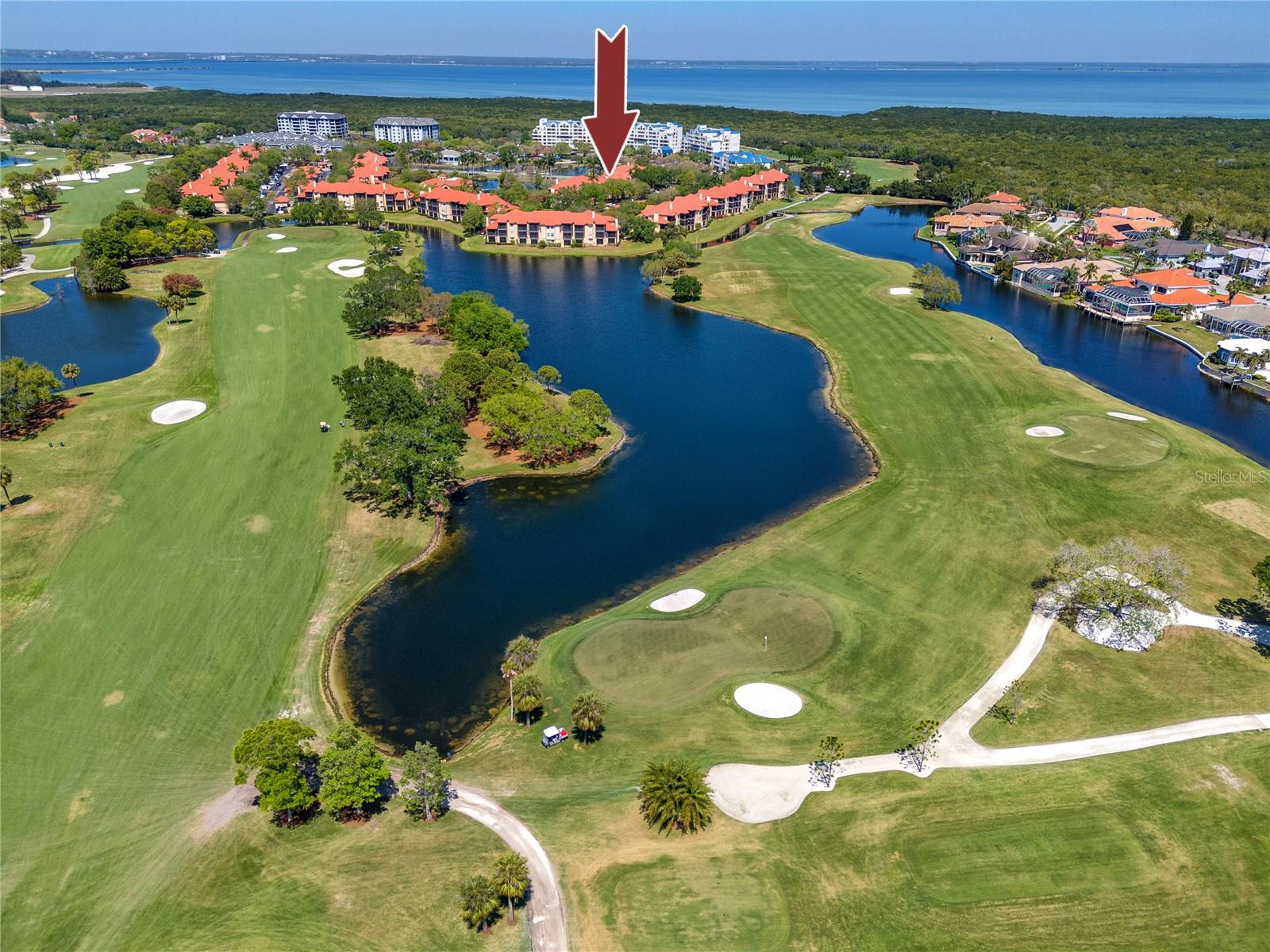 Birdseye view of the Feather Sound Golf cours and Audubon Condominiums