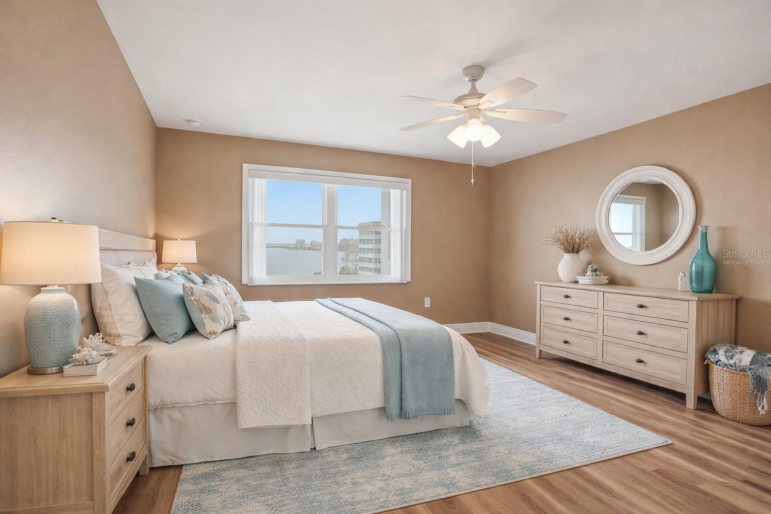 Virtually staged bedroom.