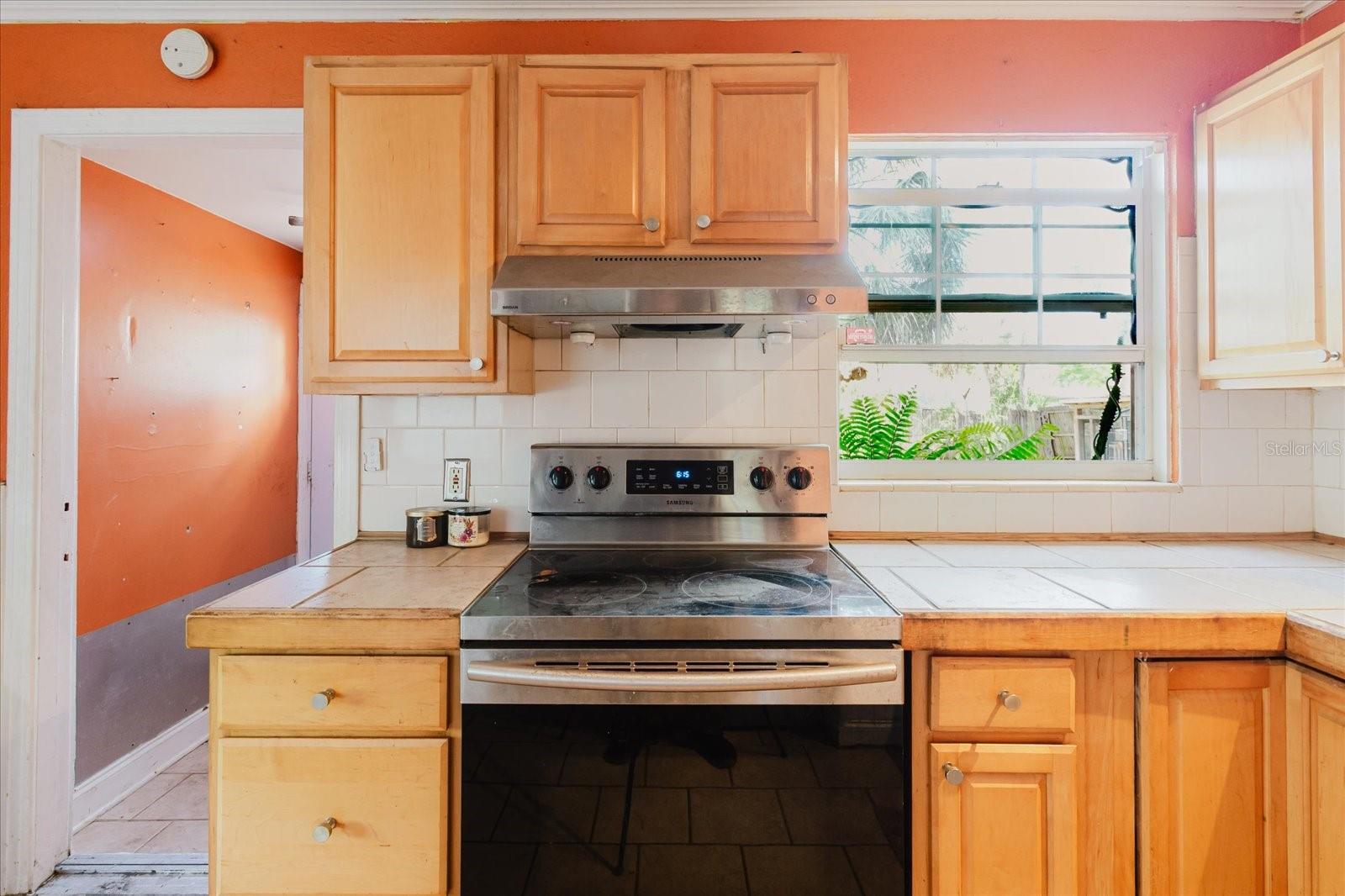 Kitchen Overlooks the Back Yard