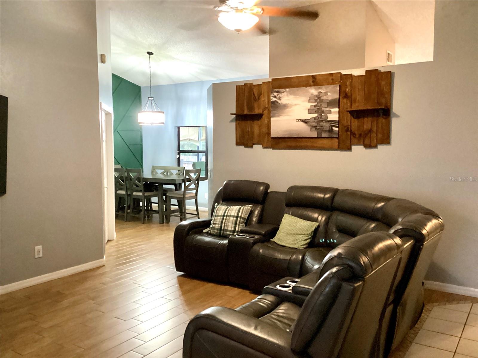 Family Room view into Dining Room