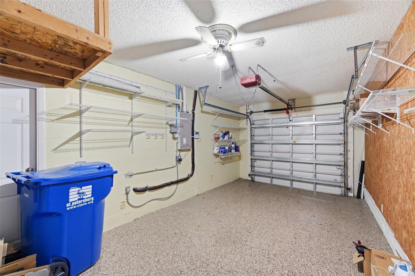 Garage with epoxy floor