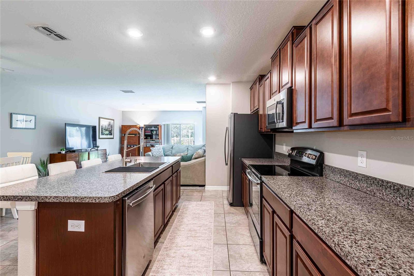 Spacious kitchen with lots of storage.