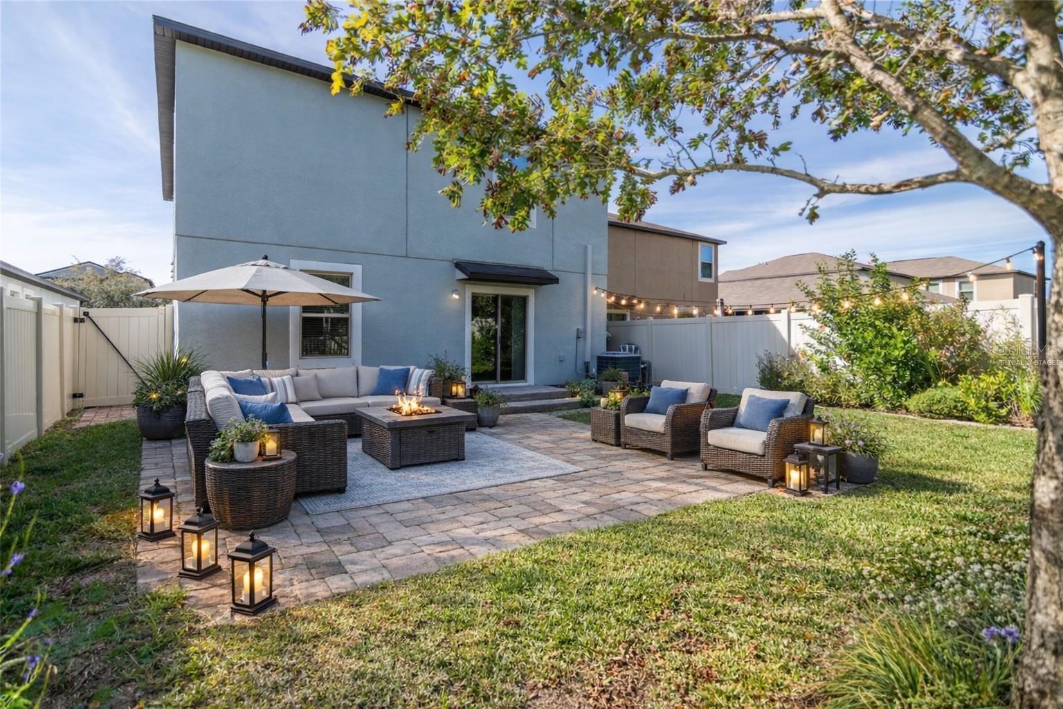 Virtually staged backyard.