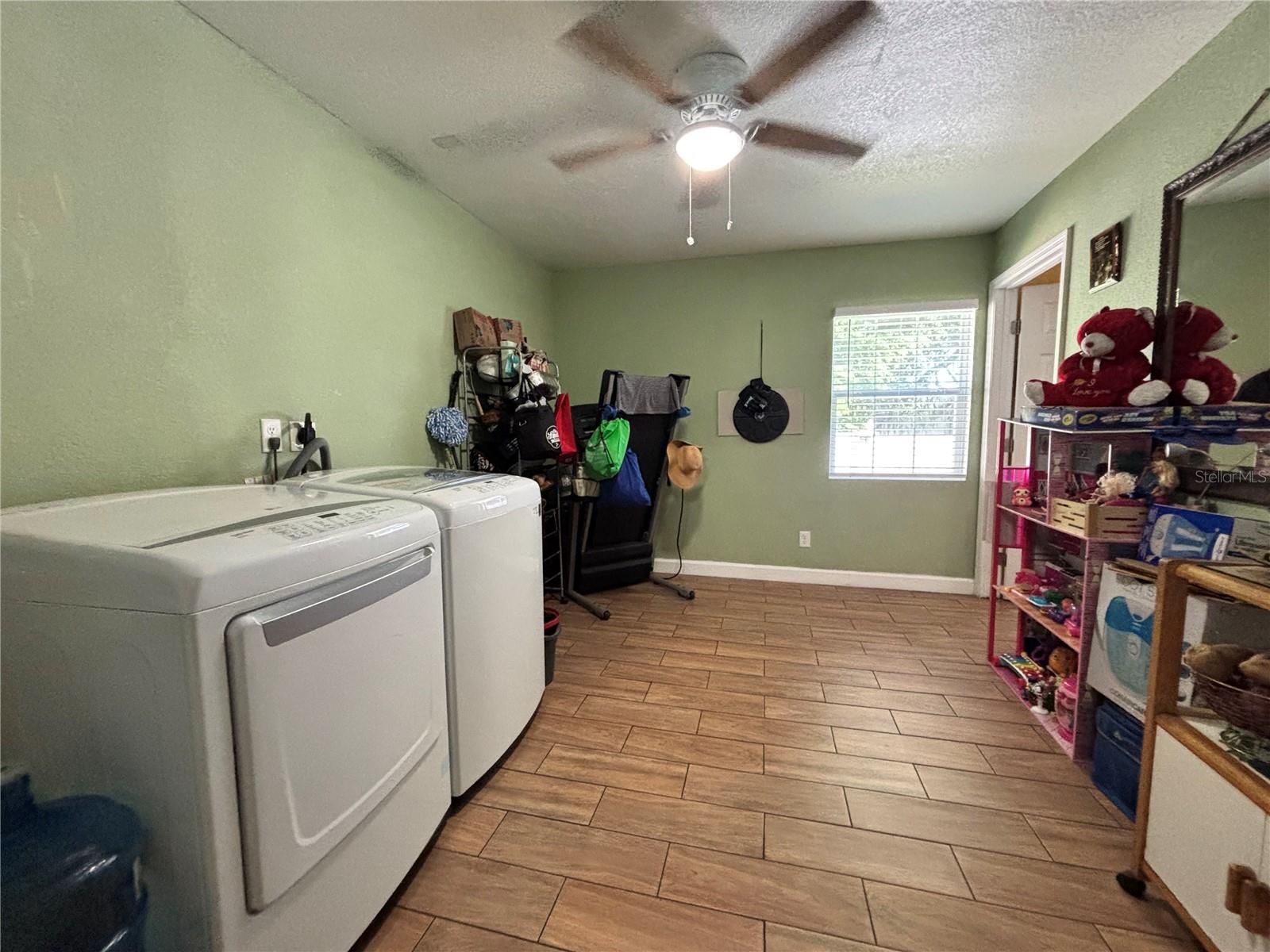 Laundry and game room