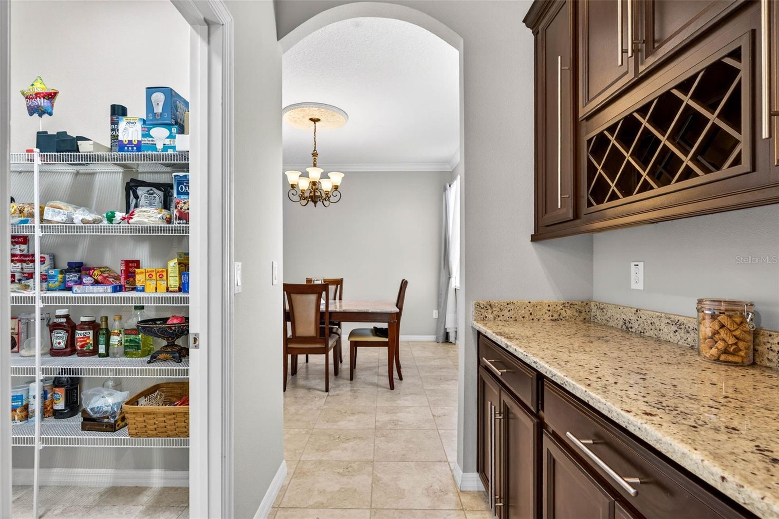 Serving area across from pantry
