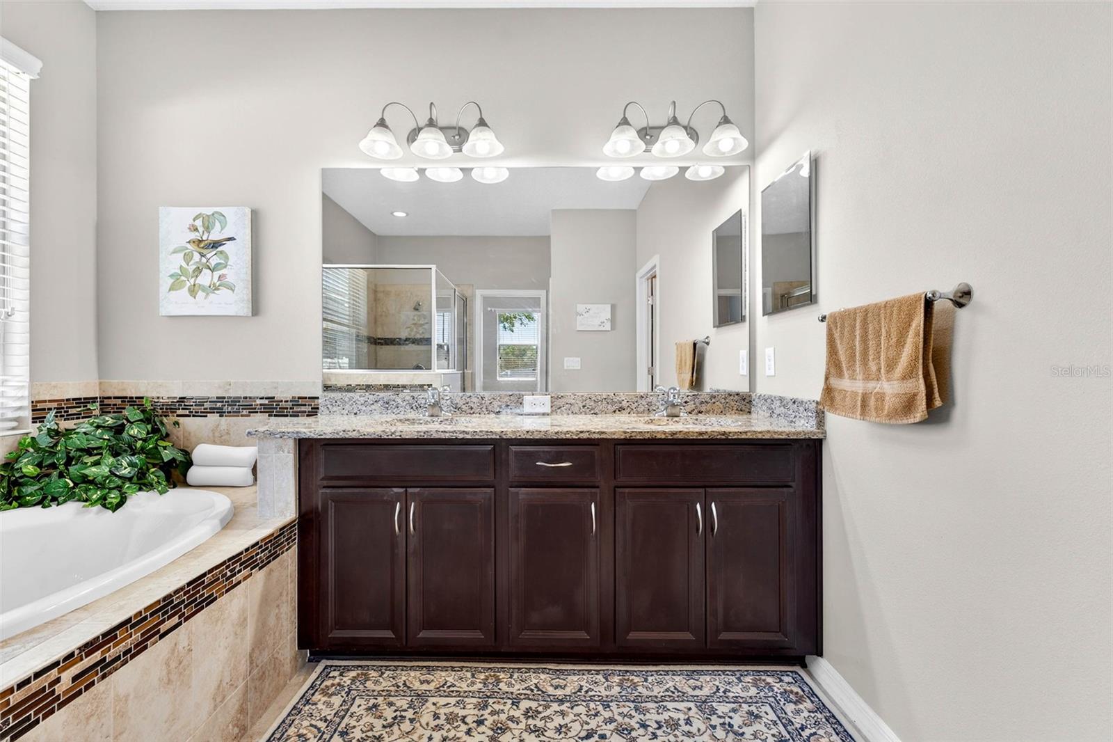 Vanity with dual sinks in Primary Bath