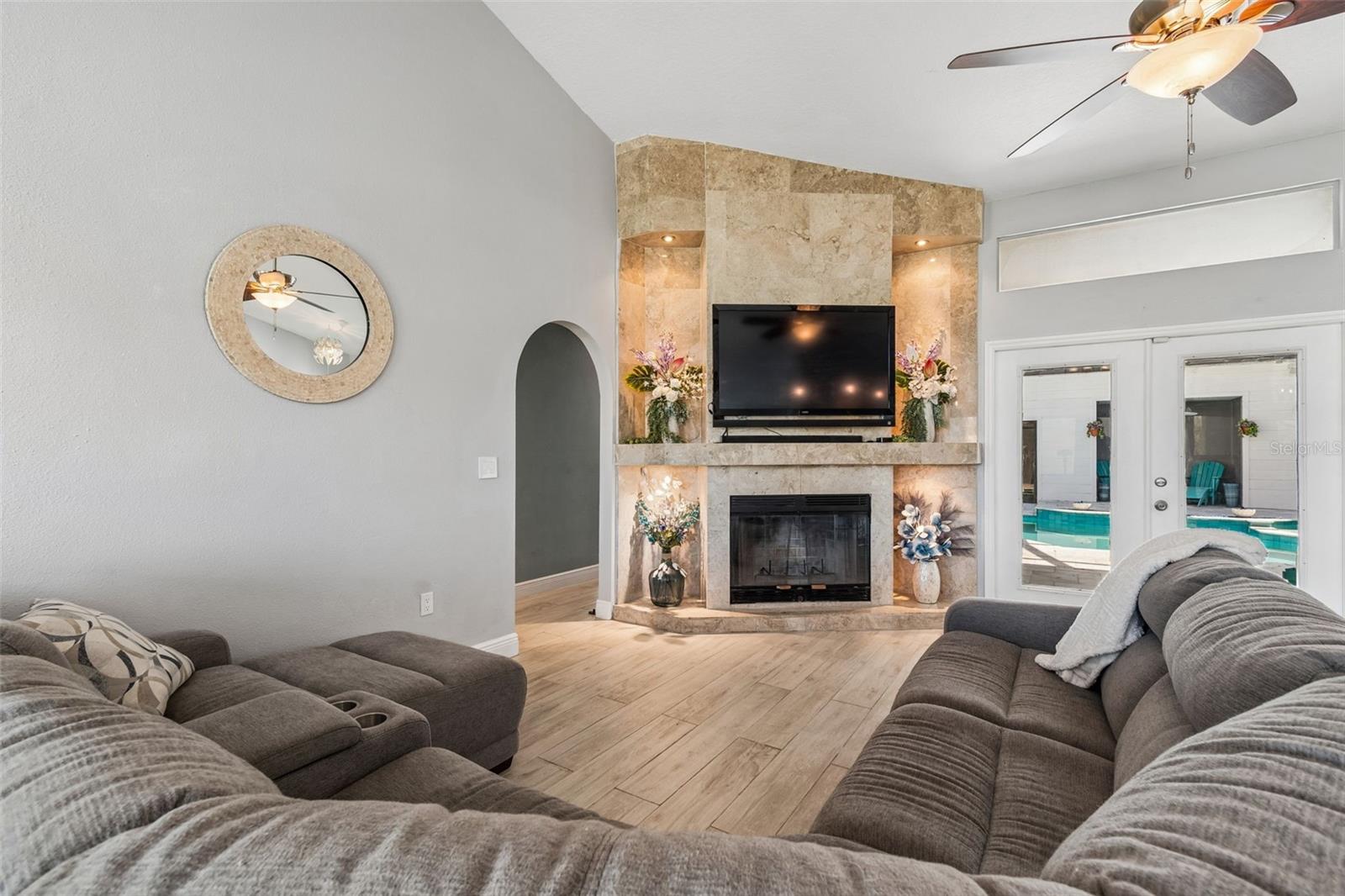 Custom wood-burning fireplace for cozy evenings and cool mornings in the cooler months!