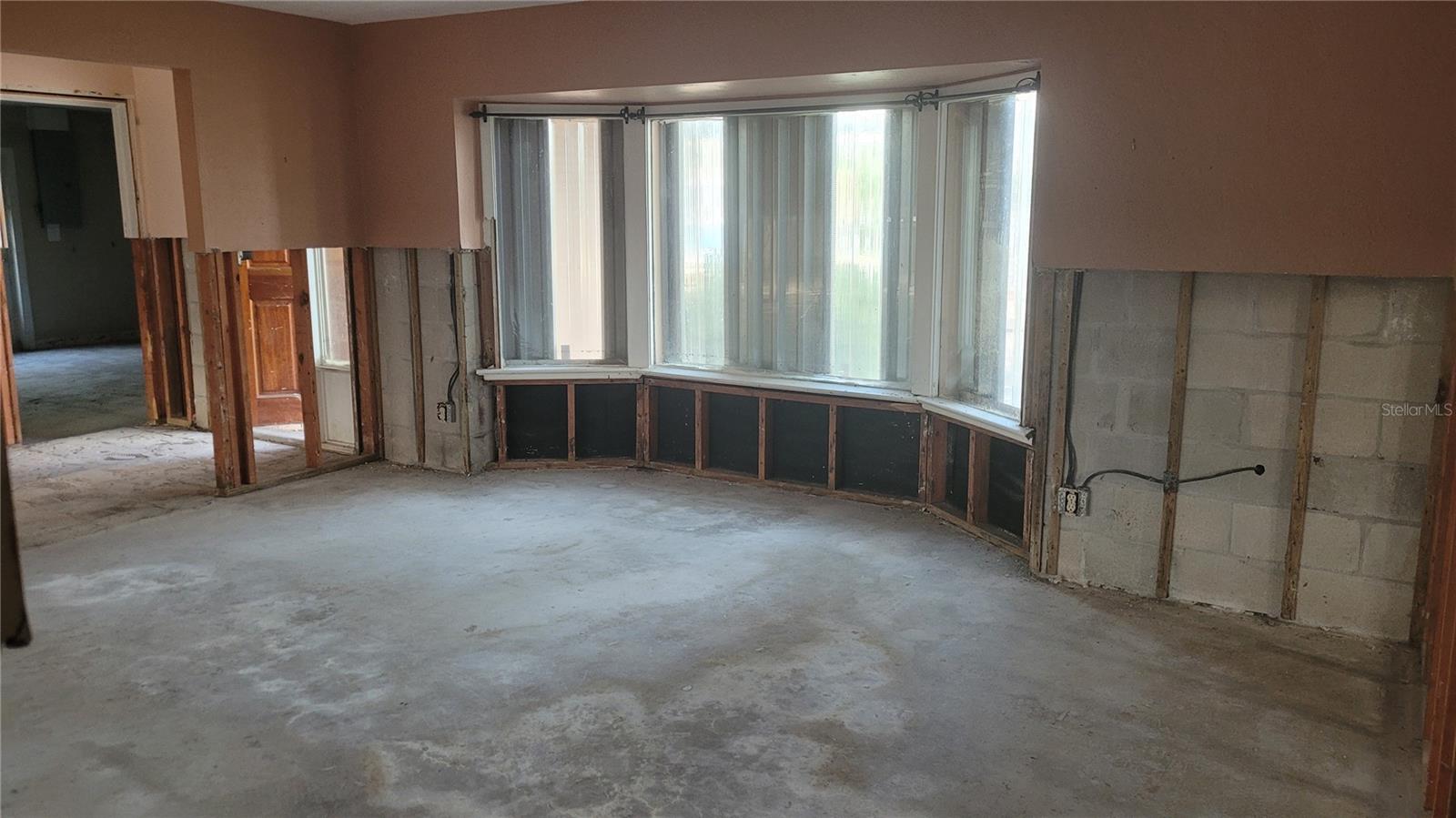 Living room with bay window