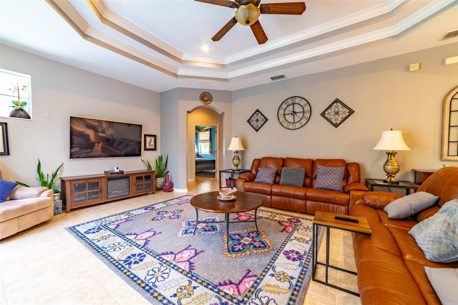 Great Room with Tray Ceilings