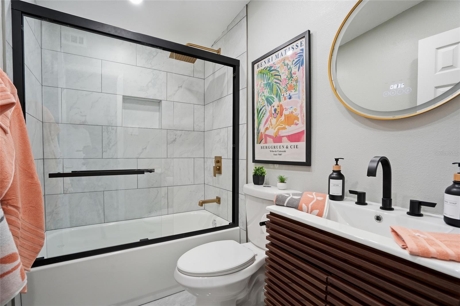 bath with new everything including LED mirror