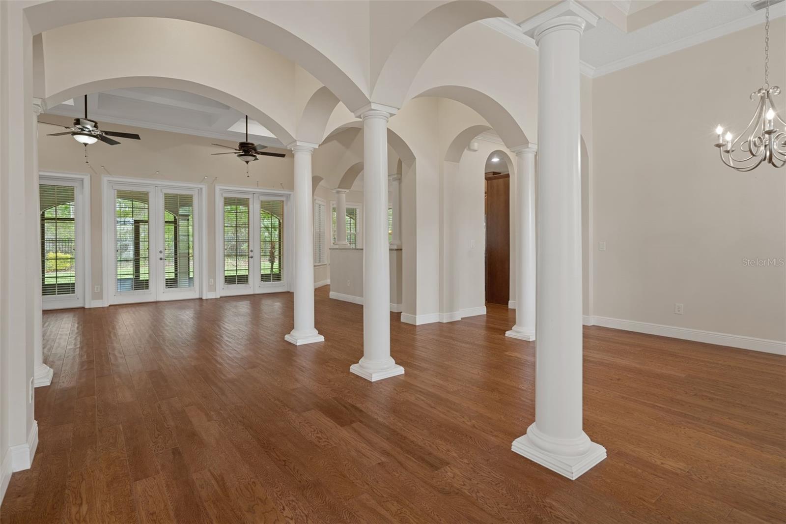 Foyer and Dining Area with Hardwood Floors
