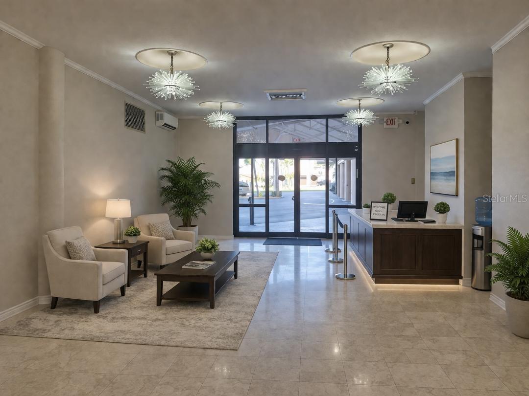 Rendering of the lobby area under remodel