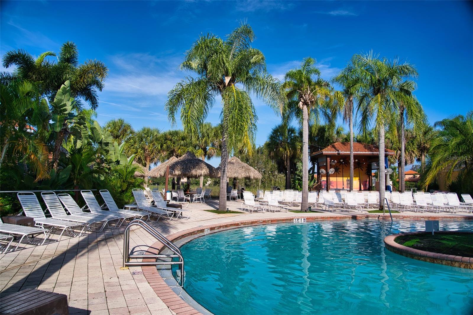 Band stand in the background at Caliente poolside.