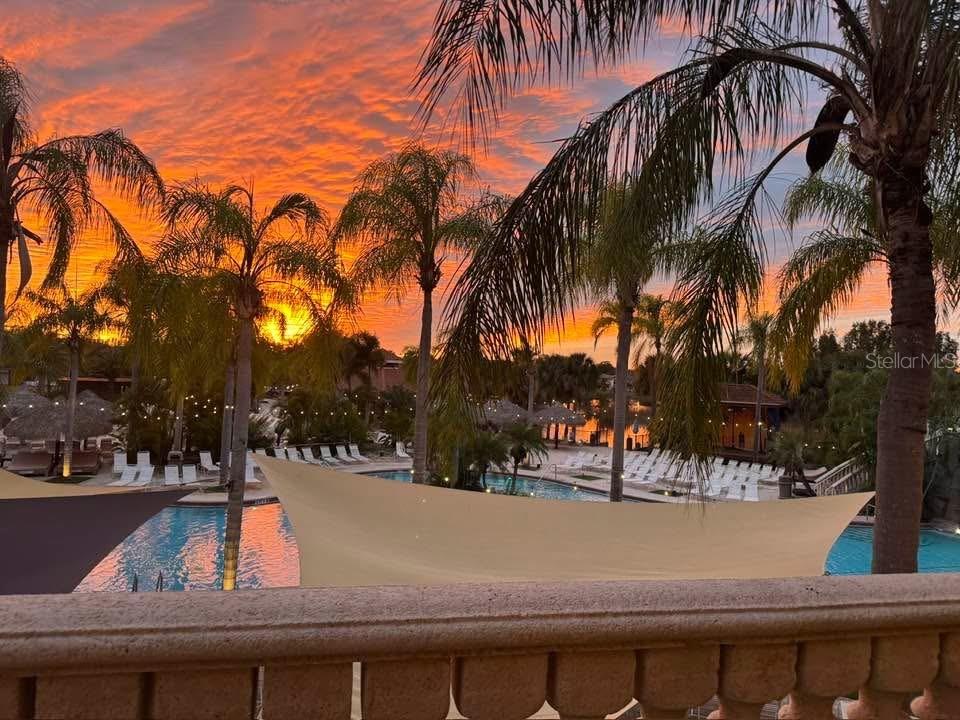 Looking at a sunset from the Verandah at the resort