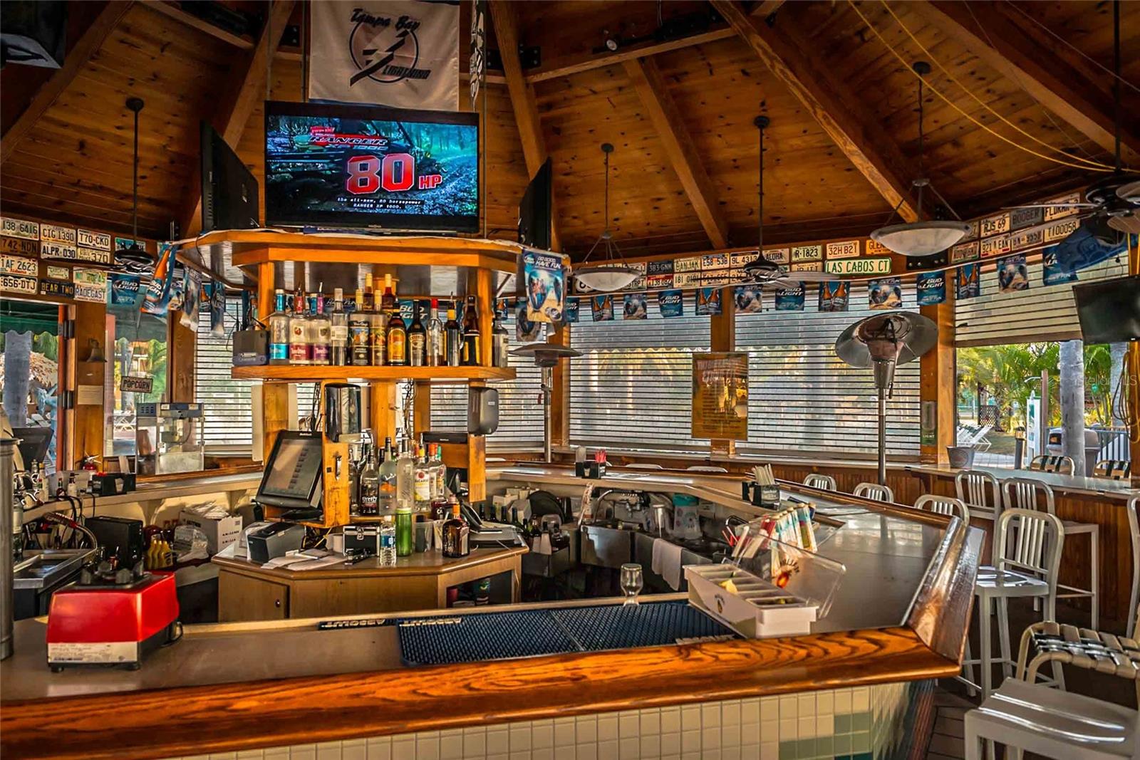 The outdoor pool bar open primarily on weekends during the day.