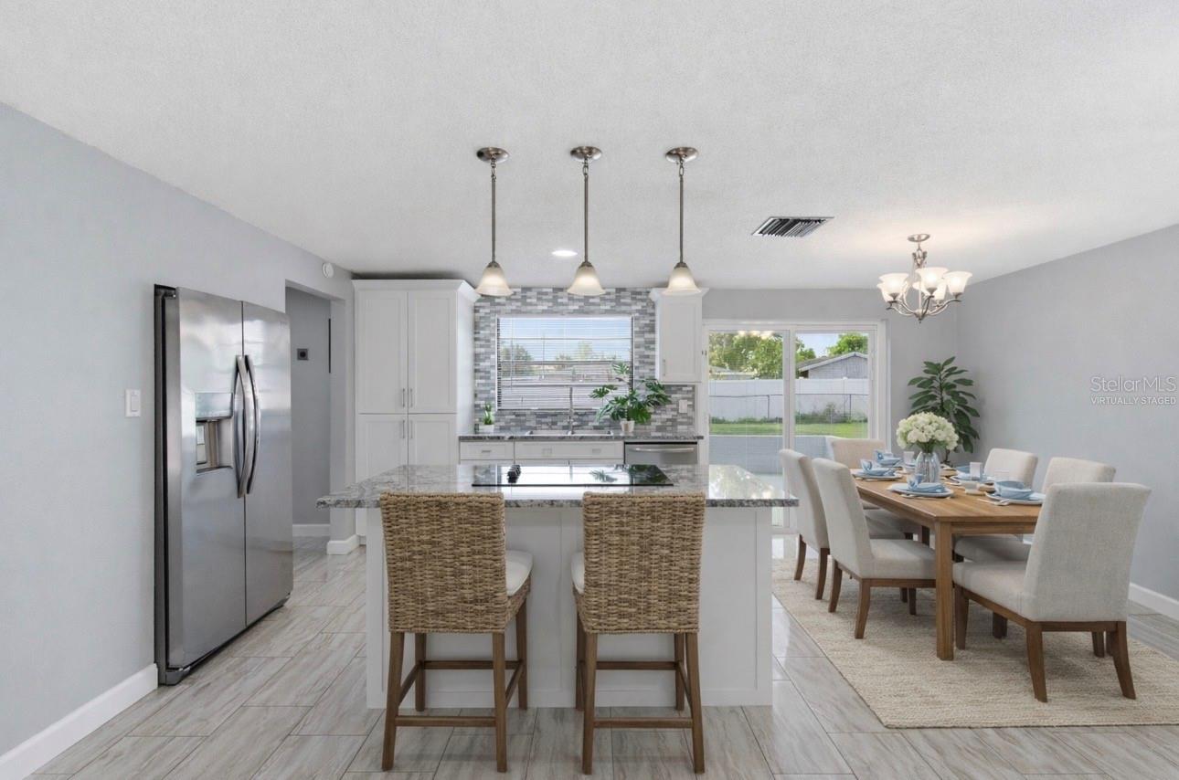 Kitchen virtually staged.