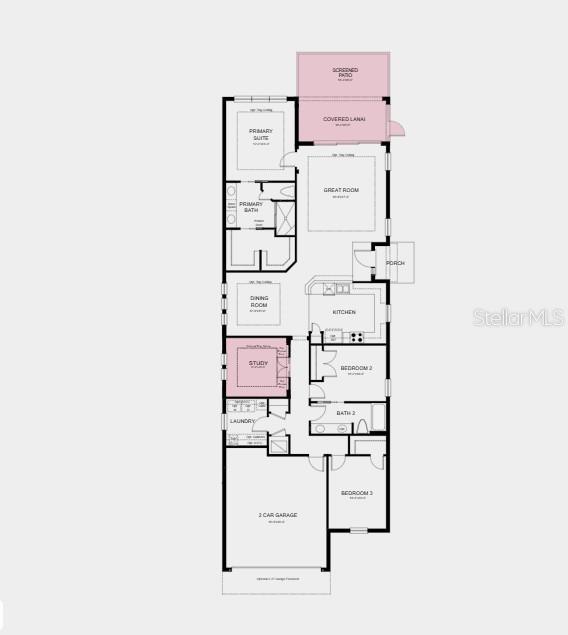 Additional Highlights Include: Tray ceiling at dining room/great room/primary suite/study, 4' extended garage, 8' interior doors, extended screened patio, study in place of flex, extended screened patio, additional sink in bath 2, laundry room sink with washer and dryer included.