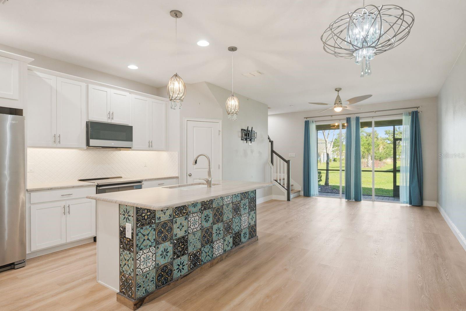 Kitchen, Dining & Living Room