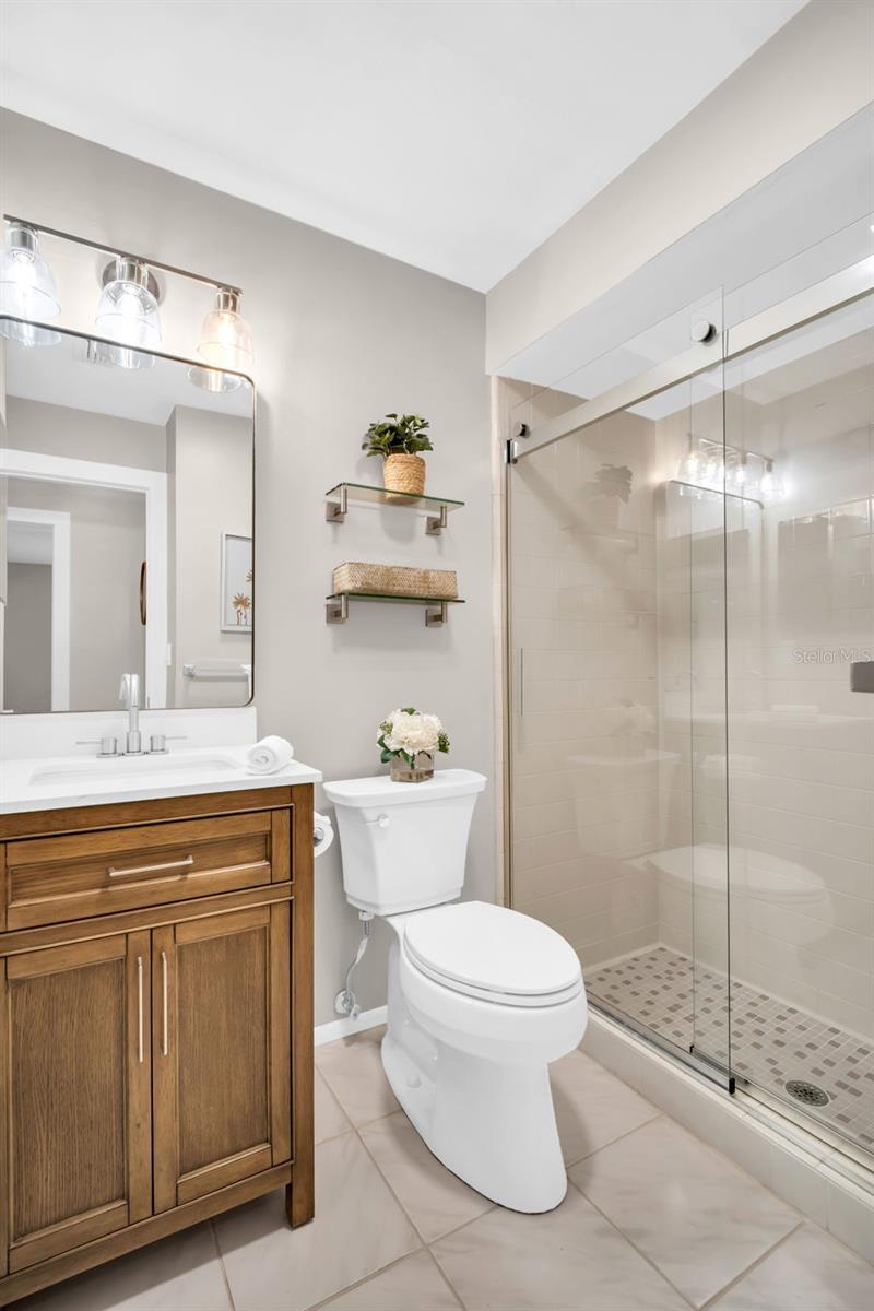 Updated hall bath conveniently tucked between the 2nd bedroom & main living~