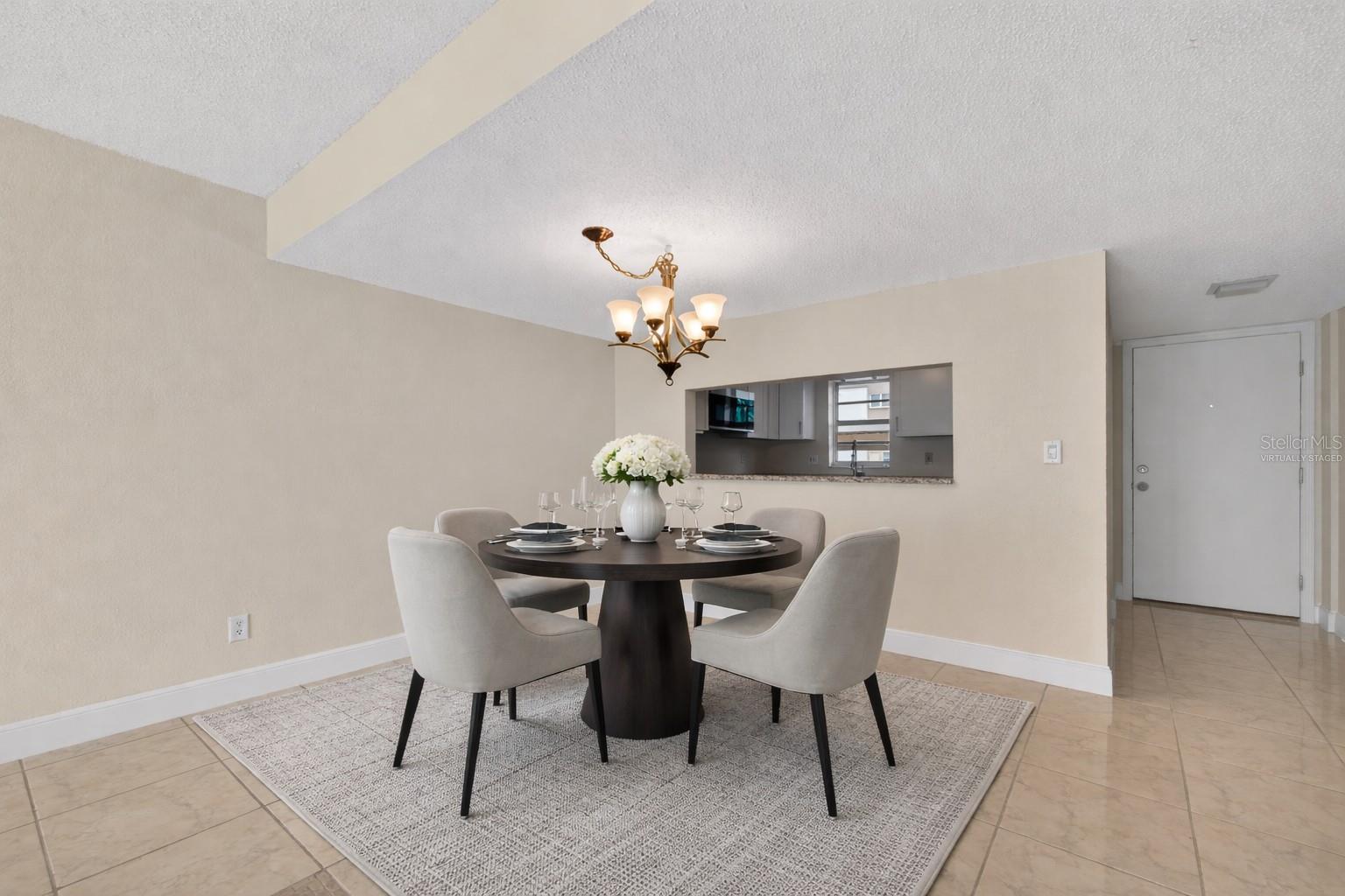 Virtually staged dining area