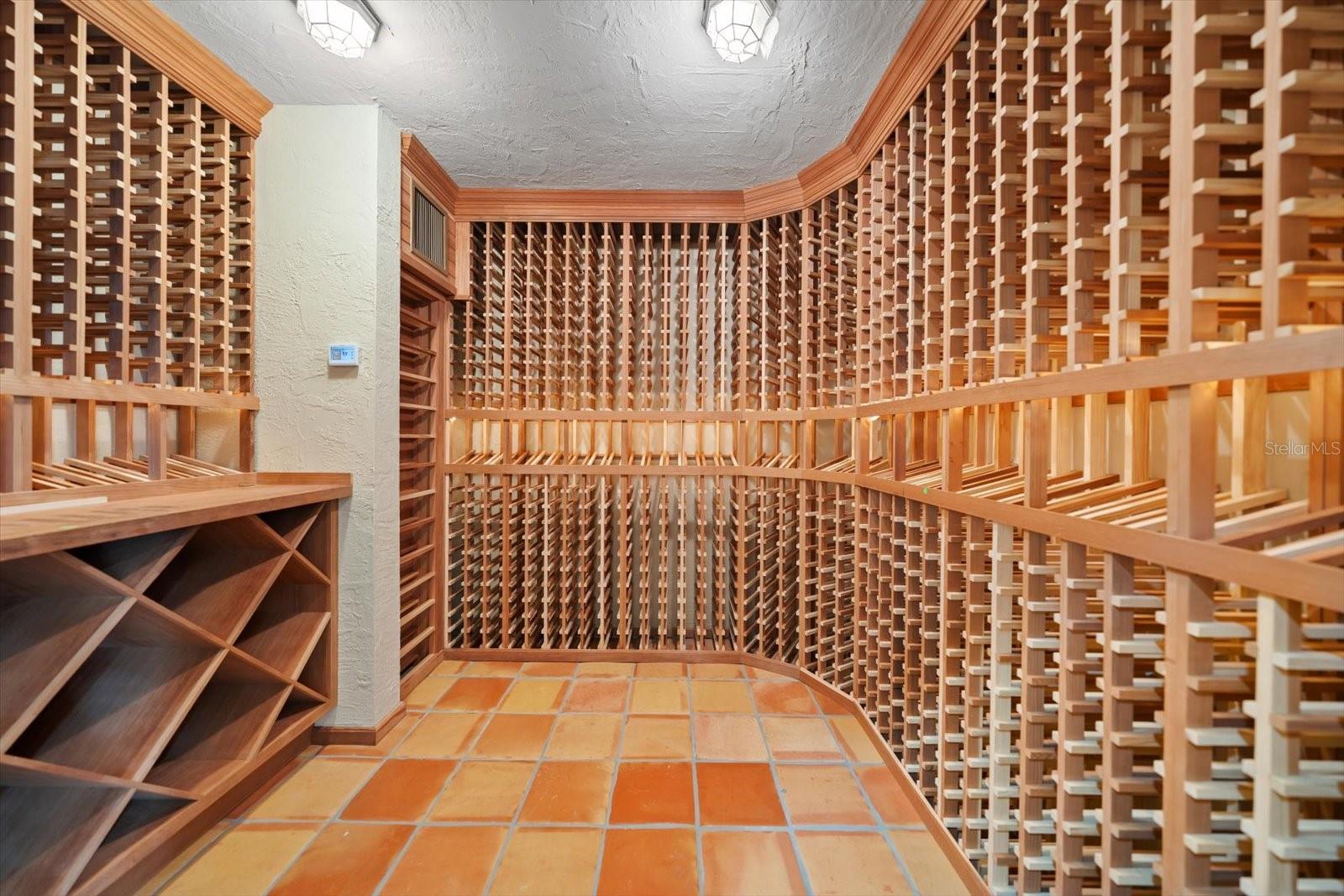 Climate controlled wine cellar equipped to accomadate over 1000 bottles.