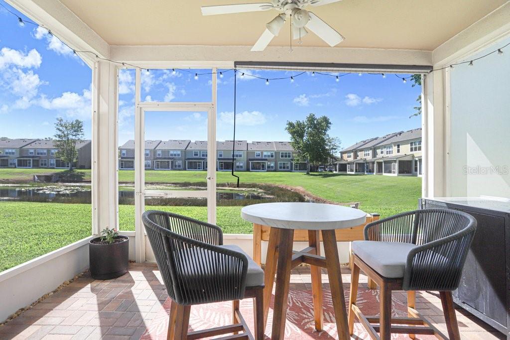 Expanded living space ono the screened porch