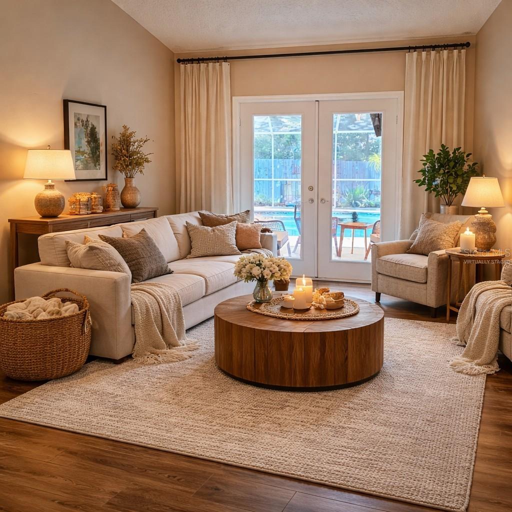 Virtually staged living room