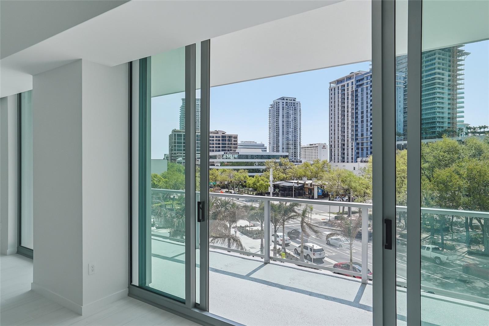 High rated impact, thermal windows open onto a long spacious balcony