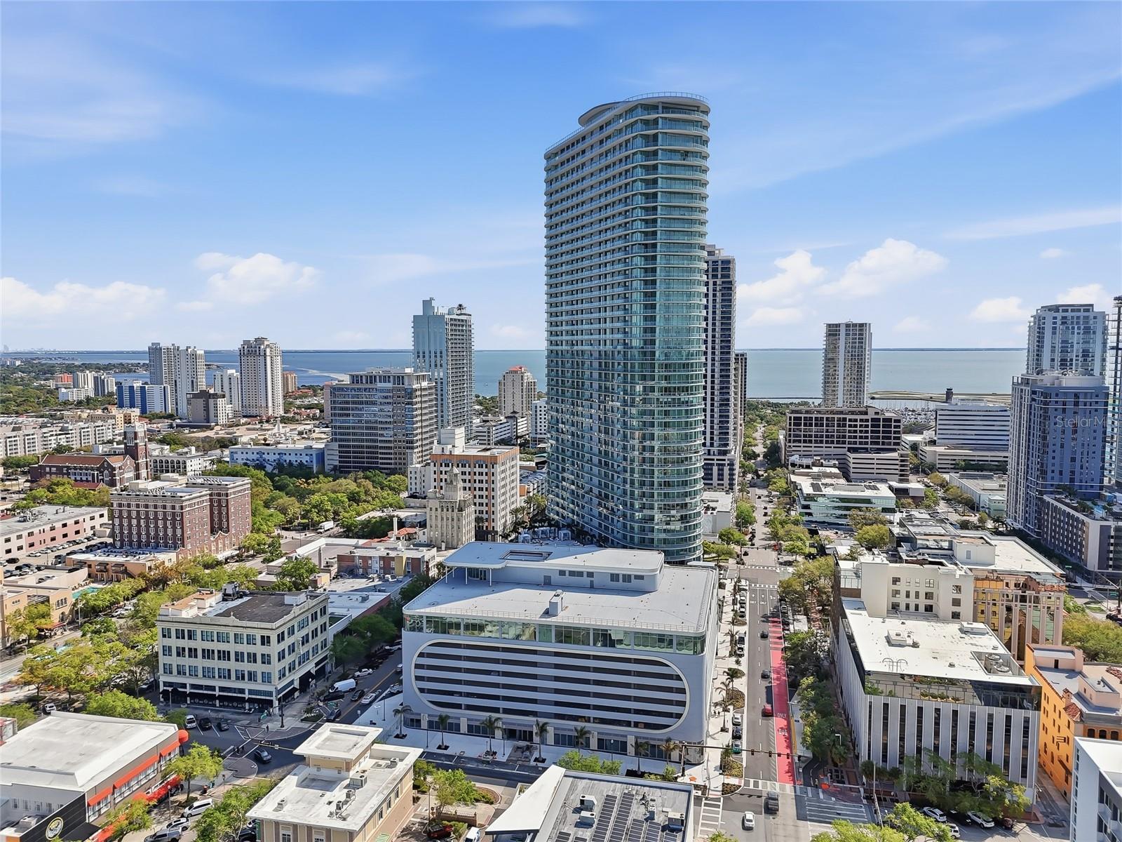 The Residences at 400 Central has striking features and is the tallest building in downtown St Petersburg, Florida with 45 stories.