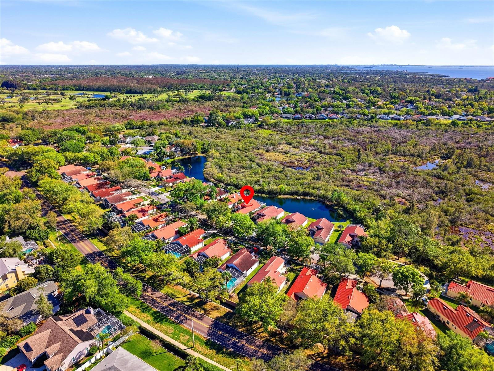Aerial View with pond and Conservation Area