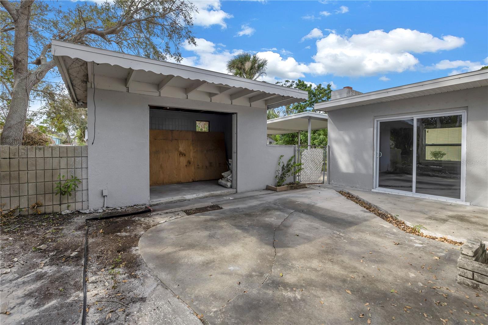 Storage with wooden window protection panels
