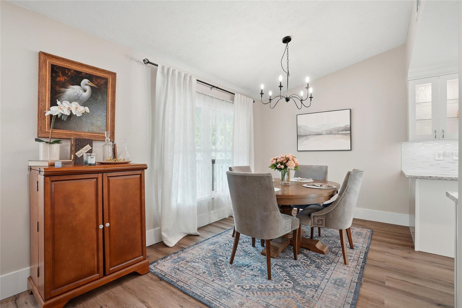 Open living and dining space.