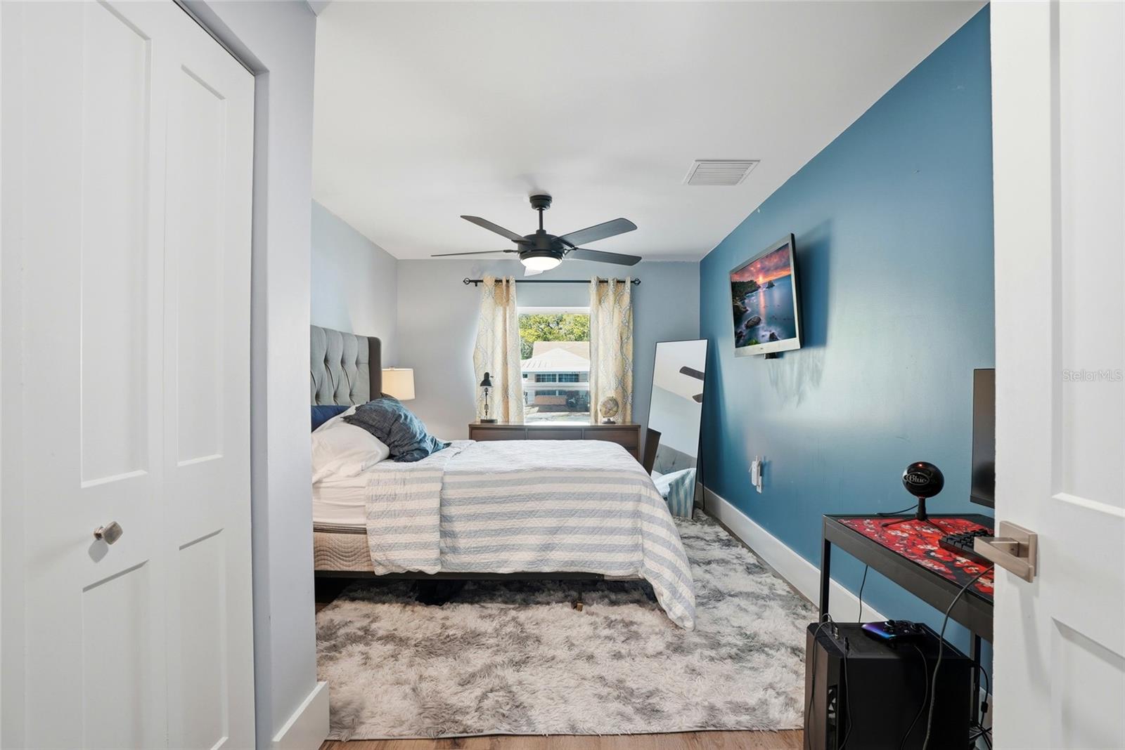 Bedroom three off of the kitchen space.