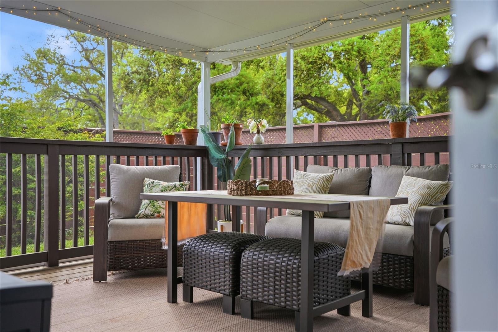 Completely screened in patio deck.