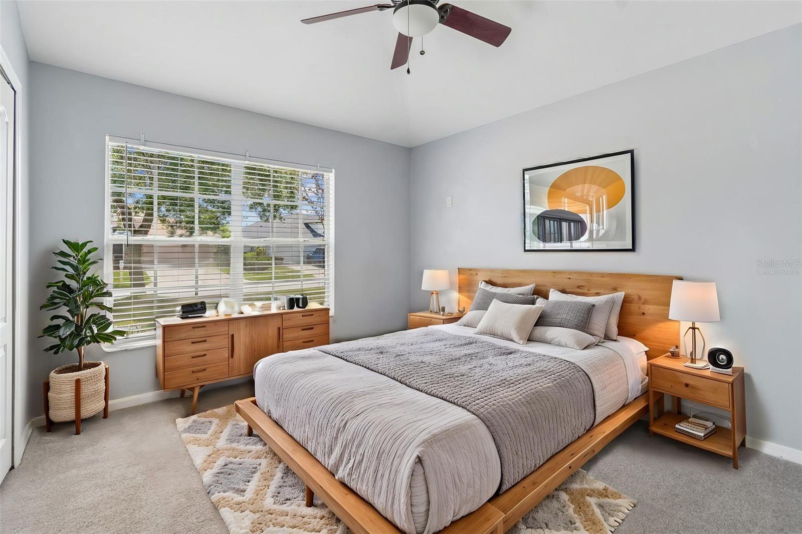 Virtually staged guest bedroom one