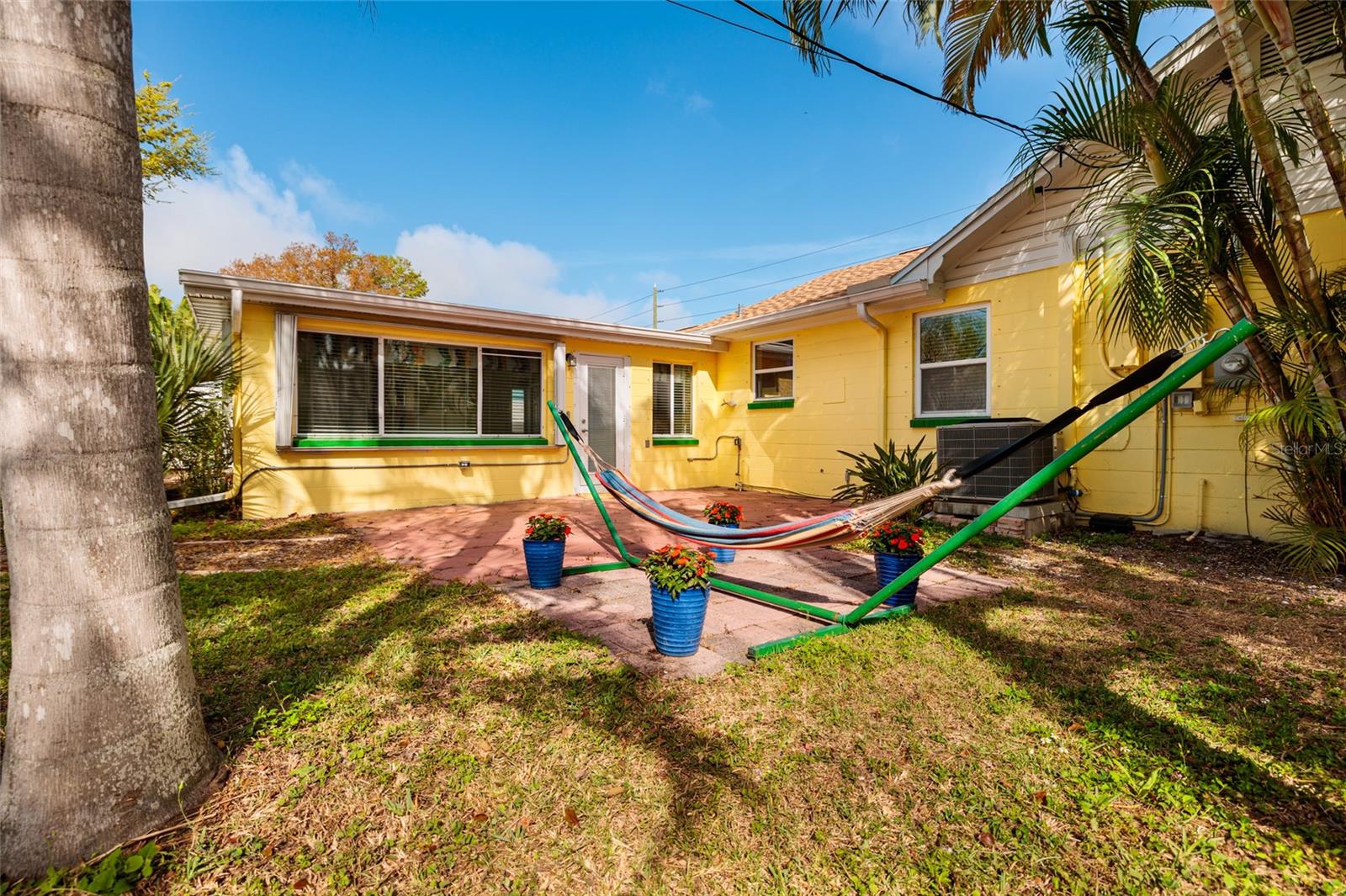 Kitchen window looks over this space